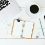 Office supplies on the wood table