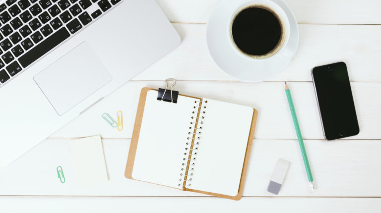 Office supplies on the wood table